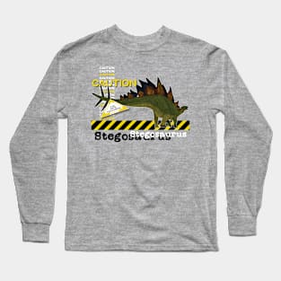 Caution Stegosaurus Long Sleeve T-Shirt